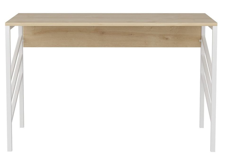 Bureau bois chêne clair et métal blanc Ranko 120 cm - Photo n°5