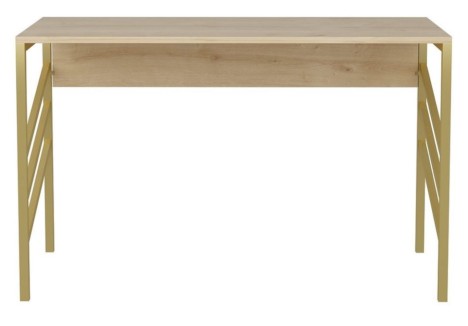 Bureau bois chêne clair et métal doré mat Ranko 120 cm - Photo n°5