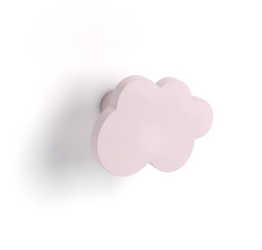 Bureau bois clair pieds blanc et poignée nuage rose - Photo n°2