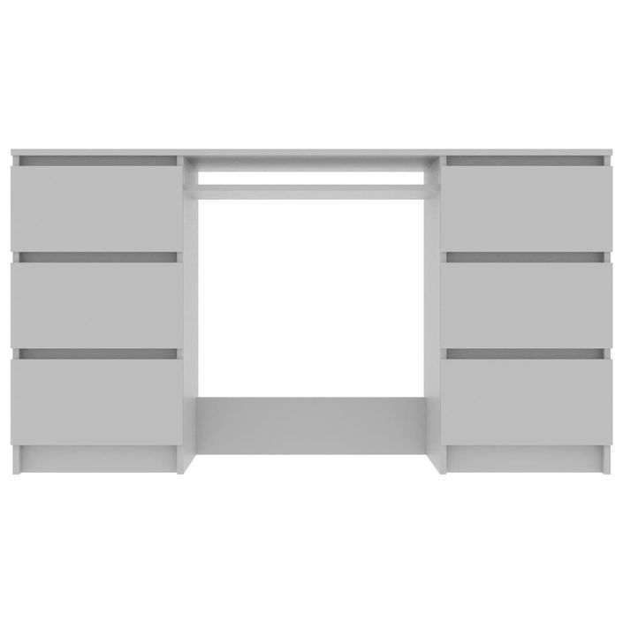 Bureau bois gris 6 tiroirs Study 140 cm - Photo n°2