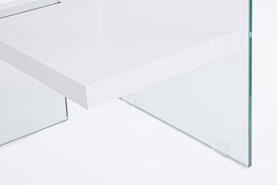 Bureau bois blanc et verre trempé Lina 120 cm - Photo n°4