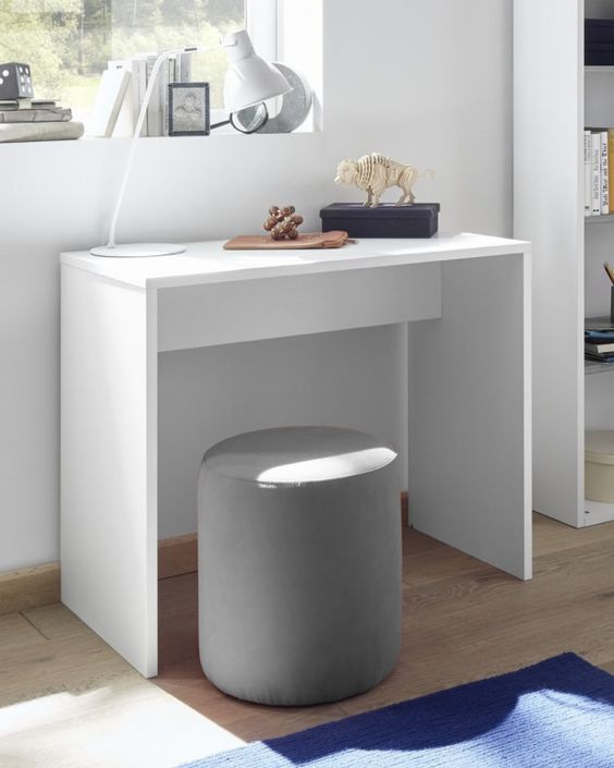 Bureau bois mélaminé blanc mat Nyou L 90 cm - Photo n°2