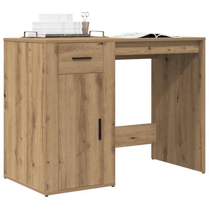 Bureau chêne artisanal 100x49x75 cm bois d'ingénierie - Photo n°1