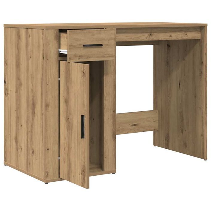 Bureau chêne artisanal 100x49x75 cm bois d'ingénierie - Photo n°5