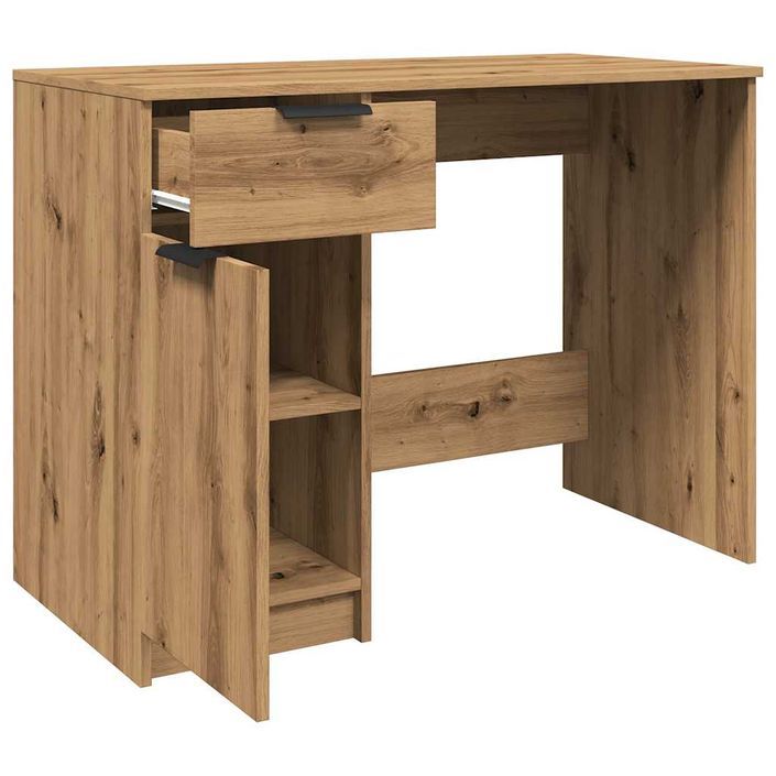 Bureau chêne artisanal 100x50x75 cm bois d'ingénierie - Photo n°8