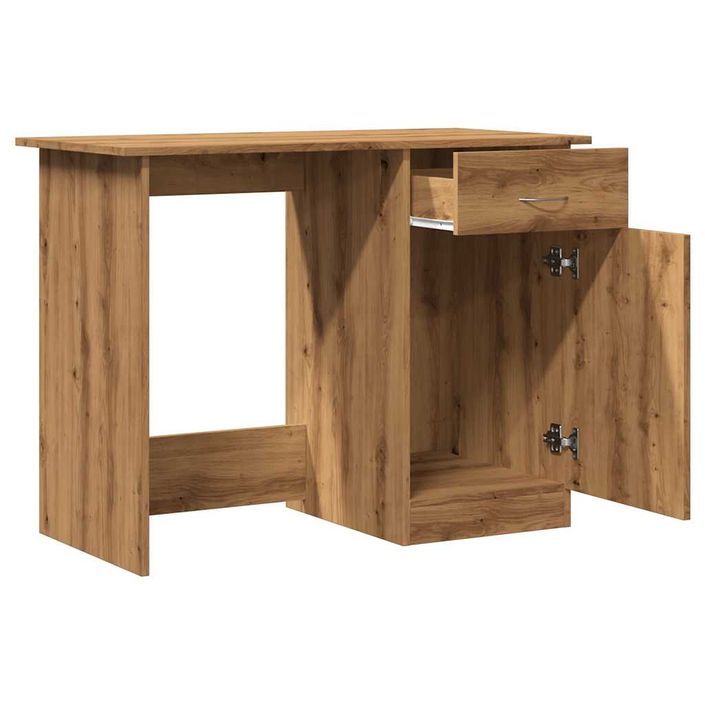 Bureau chêne artisanal 100x50x76 cm bois d'ingénierie - Photo n°5