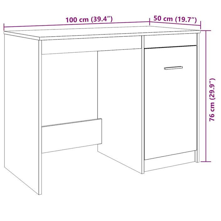 Bureau chêne artisanal 100x50x76 cm bois d'ingénierie - Photo n°11