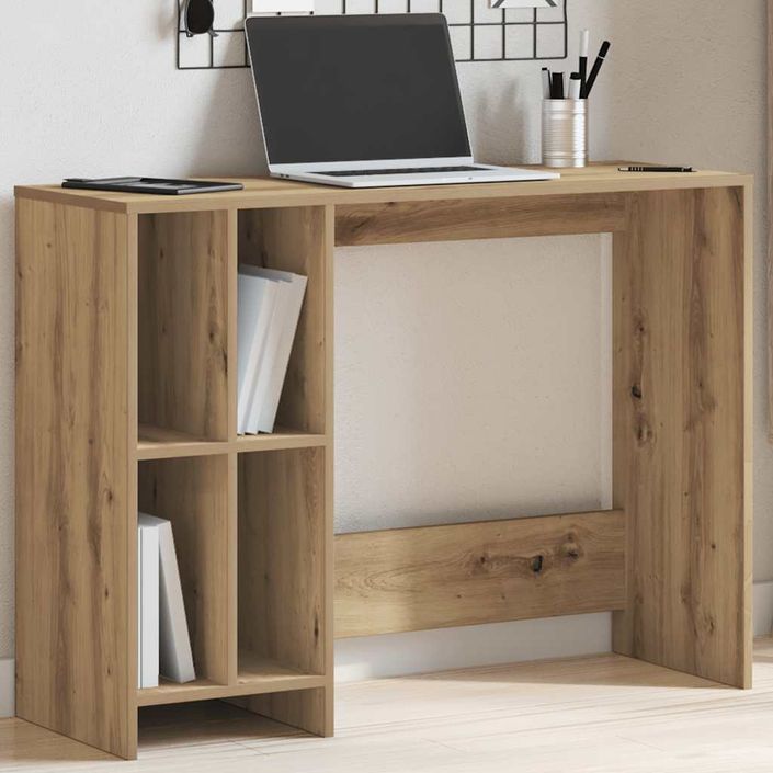 Bureau chêne artisanal 102,5x35x75 cm bois d'ingénierie - Photo n°1