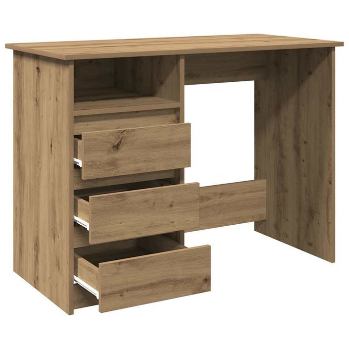 Bureau chêne artisanal 102x50x75 cm bois d'ingénierie - Photo n°5