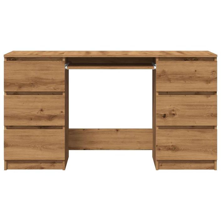 Bureau chêne artisanal 140x50x77 cm bois d'ingénierie - Photo n°4