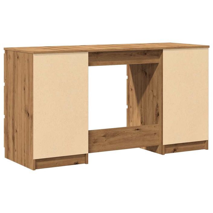 Bureau chêne artisanal 140x50x77 cm bois d'ingénierie - Photo n°6