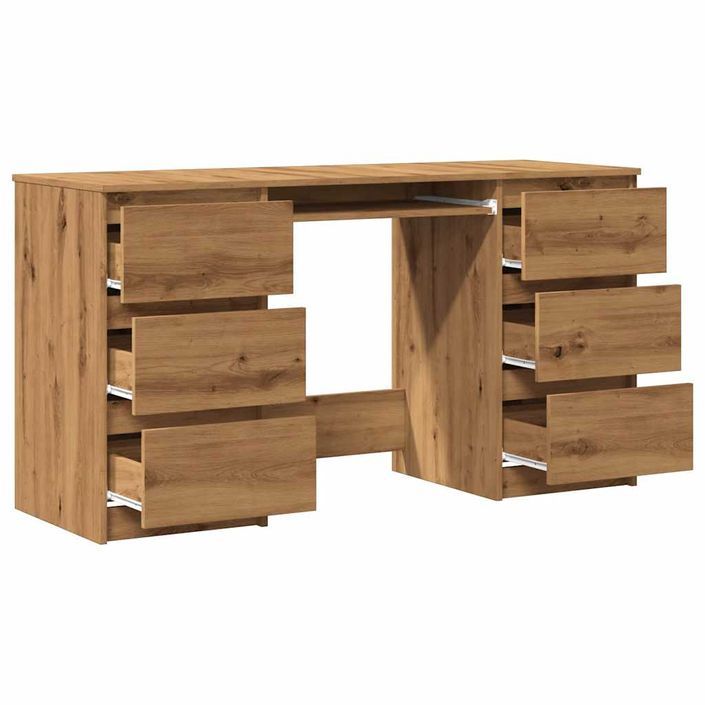 Bureau chêne artisanal 140x50x77 cm bois d'ingénierie - Photo n°7