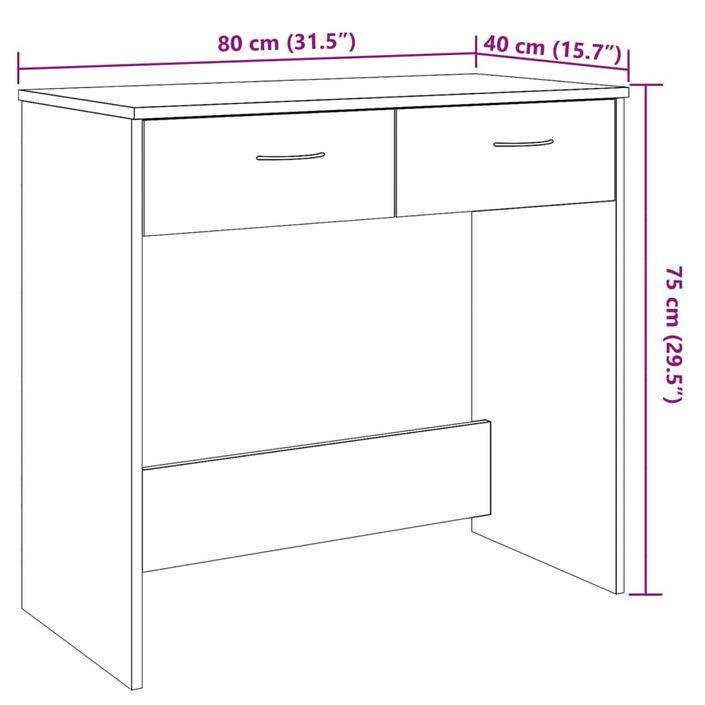 Bureau chêne artisanal 80x40x75 cm bois d'ingénierie - Photo n°11