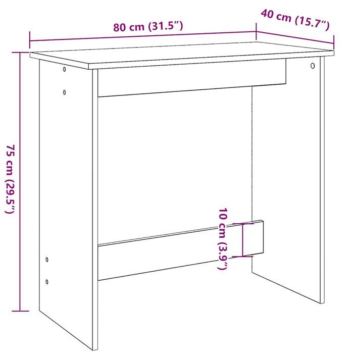 Bureau chêne artisanal 80x40x75 cm bois d'ingénierie - Photo n°9