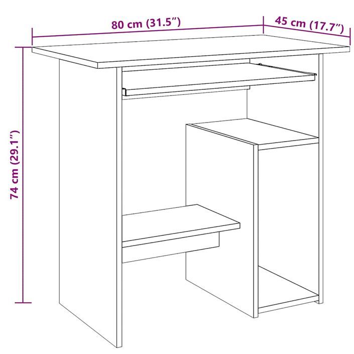 Bureau chêne artisanal 80x45x74 cm bois d'ingénierie - Photo n°10