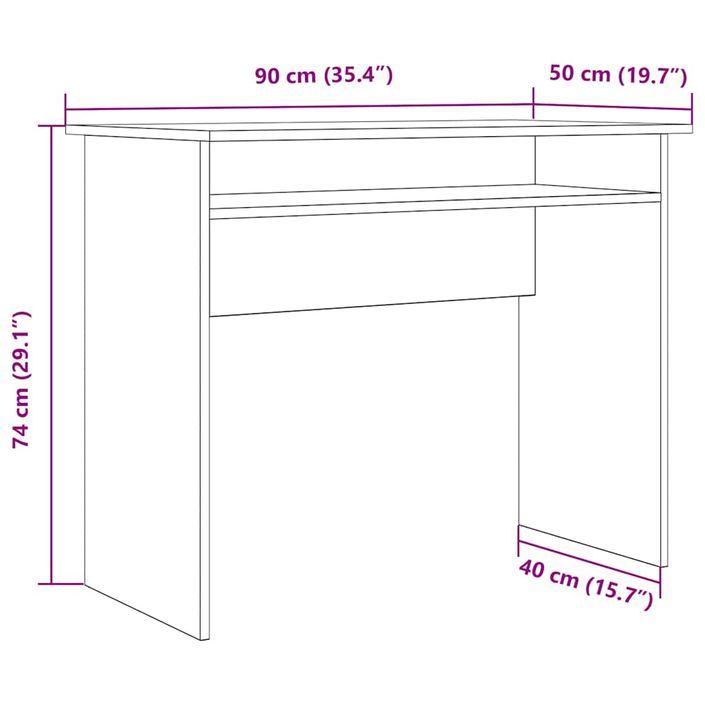 Bureau chêne artisanal 90x50x74 cm bois d'ingénierie - Photo n°9