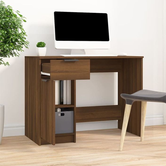 Bureau Chêne marron 100x50x75 cm Bois d'ingénierie - Photo n°3