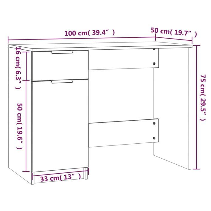 Bureau Chêne marron 100x50x75 cm Bois d'ingénierie - Photo n°9