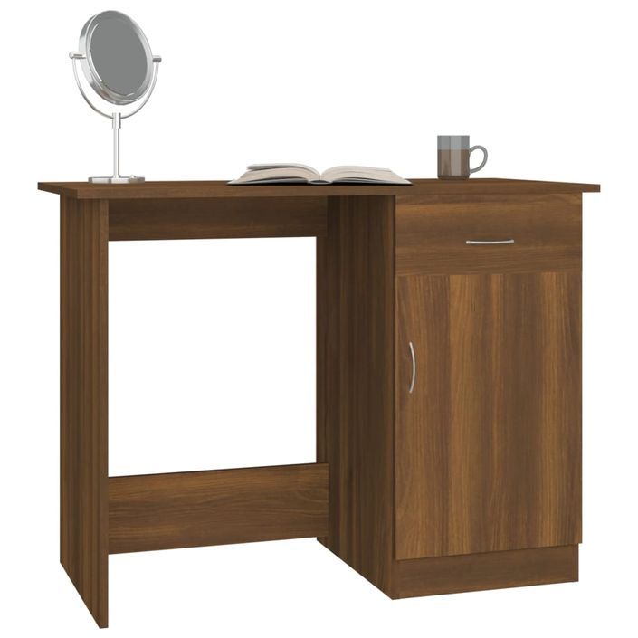 Bureau Chêne marron 100x50x76 cm Bois d'ingénierie - Photo n°4