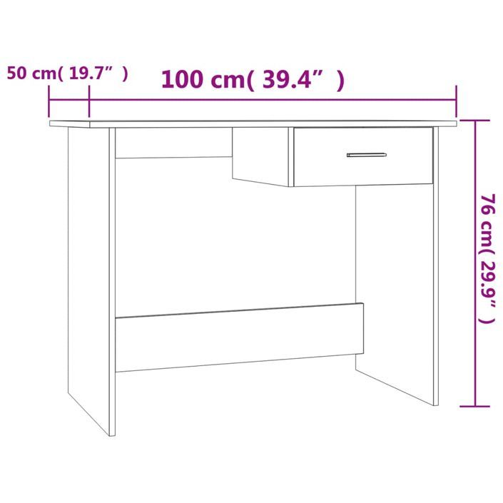 Bureau Chêne marron 100x50x76 cm Bois d'ingénierie - Photo n°7