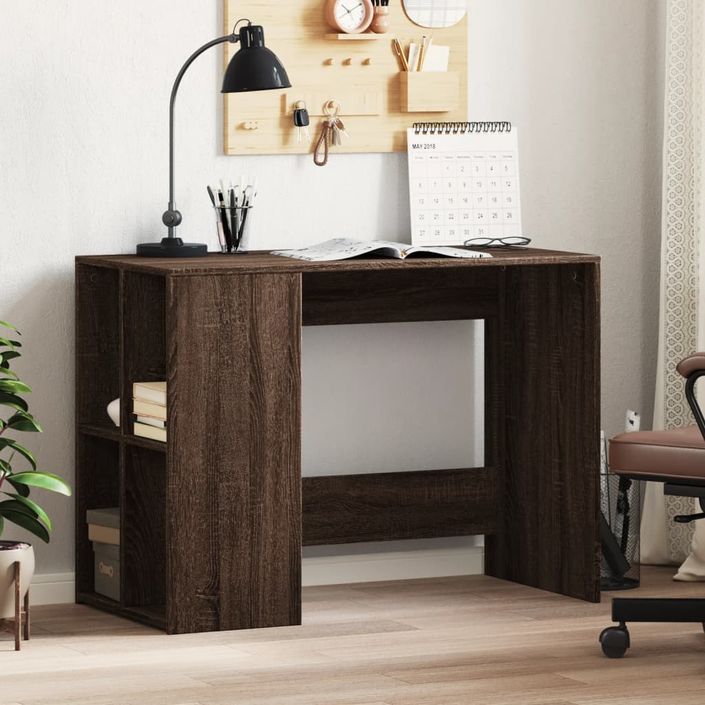 Bureau chêne marron 102x50x75 cm bois d'ingénierie - Photo n°1