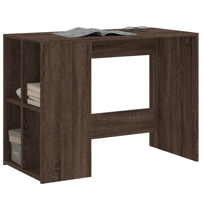 Bureau chêne marron 102x50x75 cm bois d'ingénierie - Photo n°3