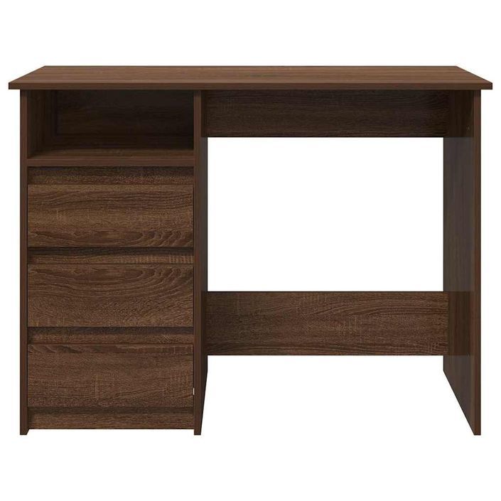 Bureau chêne marron 102x50x75 cm bois d'ingénierie - Photo n°5