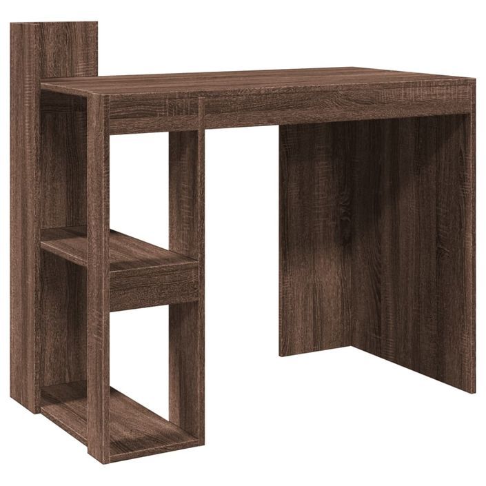 Bureau chêne marron 103,5x56,5x94 cm bois d'ingénierie - Photo n°2