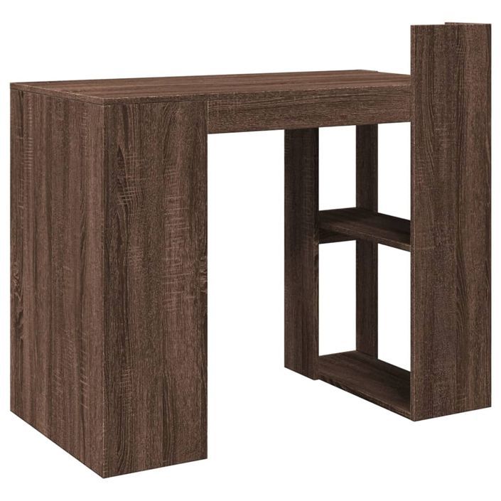 Bureau chêne marron 103,5x56,5x94 cm bois d'ingénierie - Photo n°6