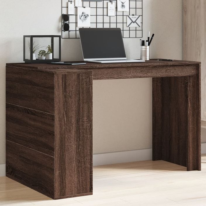 Bureau chêne marron 123,5x73,5x75 cm bois d'ingénierie - Photo n°1