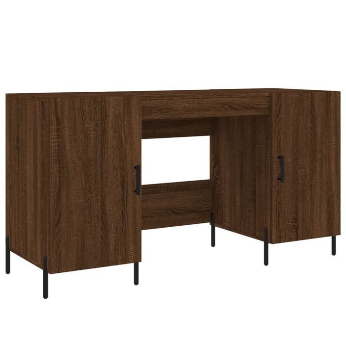 Bureau chêne marron 140x50x75 cm bois d'ingénierie - Photo n°2