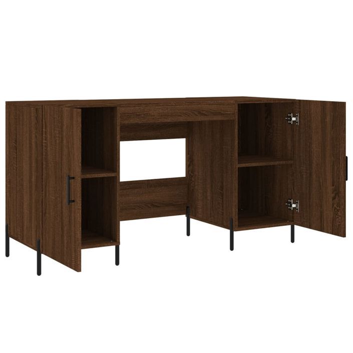 Bureau chêne marron 140x50x75 cm bois d'ingénierie - Photo n°5