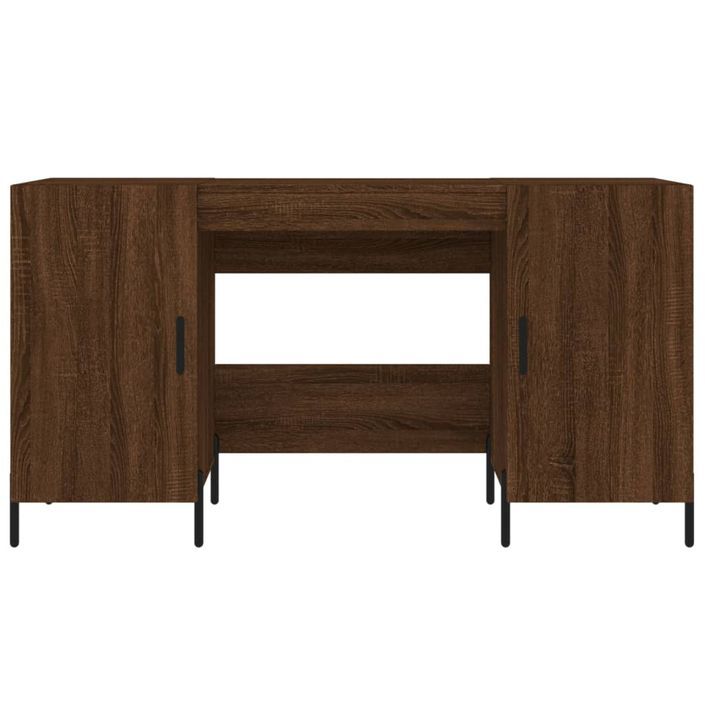 Bureau chêne marron 140x50x75 cm bois d'ingénierie - Photo n°6