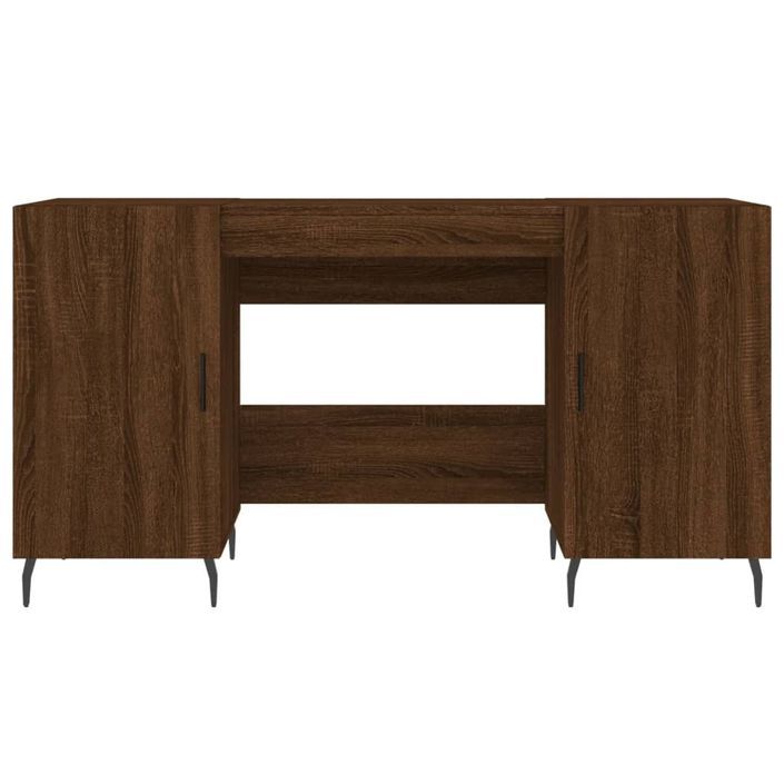 Bureau chêne marron 140x50x75 cm bois d'ingénierie - Photo n°6