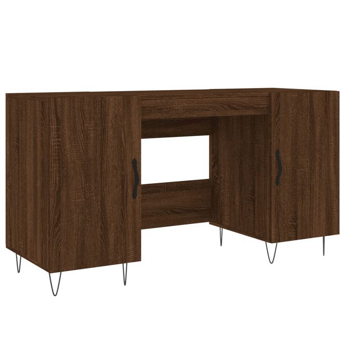 Bureau chêne marron 140x50x75 cm bois d'ingénierie - Photo n°1