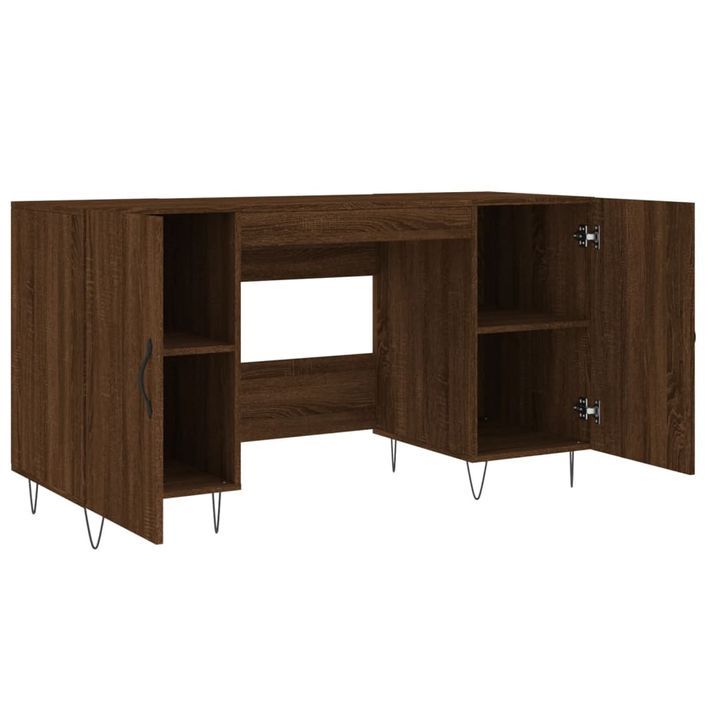 Bureau chêne marron 140x50x75 cm bois d'ingénierie - Photo n°5