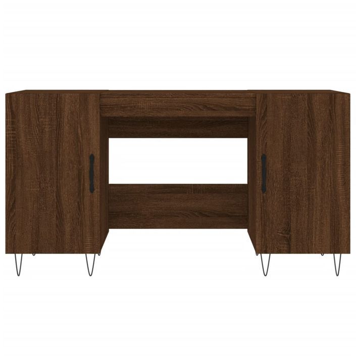 Bureau chêne marron 140x50x75 cm bois d'ingénierie - Photo n°6