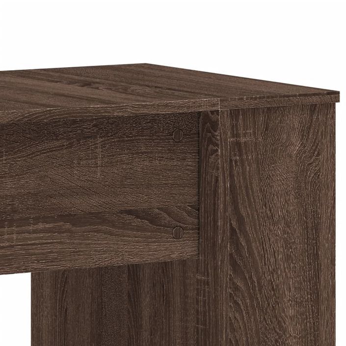 Bureau chêne marron 140x50x75 cm bois d'ingénierie - Photo n°7