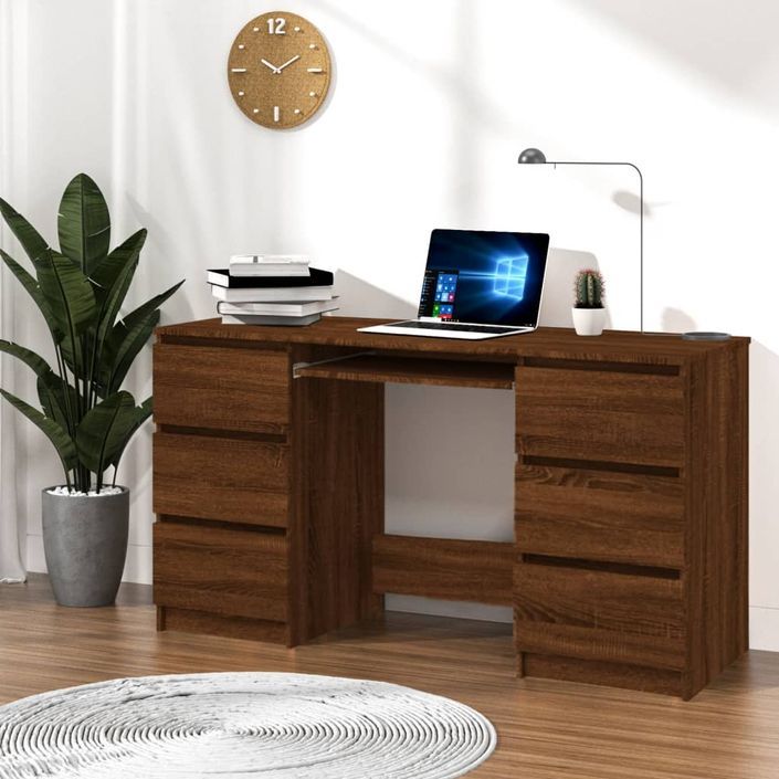 Bureau Chêne marron 140x50x77 cm Bois d'ingénierie - Photo n°1