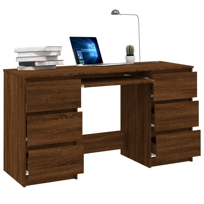 Bureau Chêne marron 140x50x77 cm Bois d'ingénierie - Photo n°6