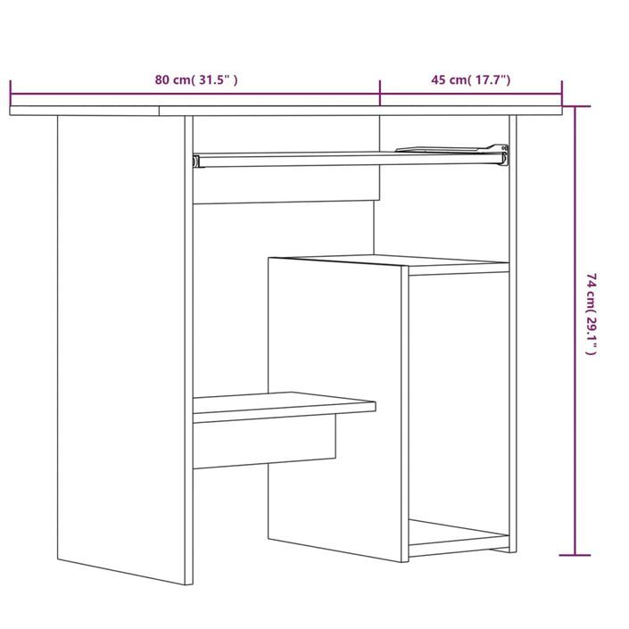 Bureau Chêne marron 80x45x74 cm Bois d'ingénierie - Photo n°7