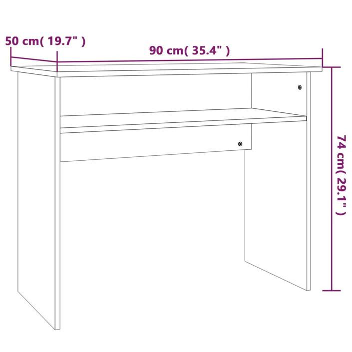 Bureau Chêne marron 90x50x74 cm Bois d'ingénierie - Photo n°7