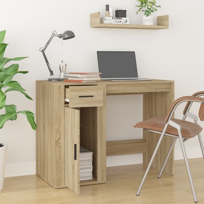 Bureau Chêne sonoma 100x49x75 cm Bois d'ingénierie - Photo n°3