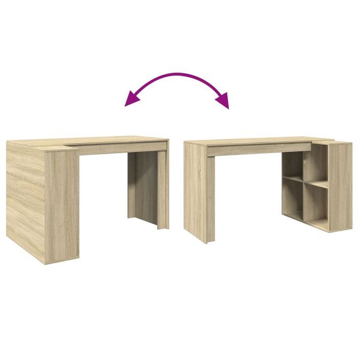 Bureau chêne sonoma 123,5x73,5x75 cm bois d'ingénierie - Photo n°7