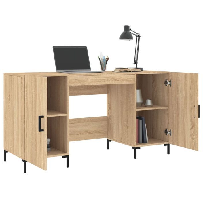 Bureau chêne sonoma 140x50x75 cm bois d'ingénierie - Photo n°4