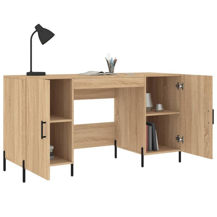 Bureau chêne sonoma 140x50x75 cm bois d'ingénierie - Photo n°4