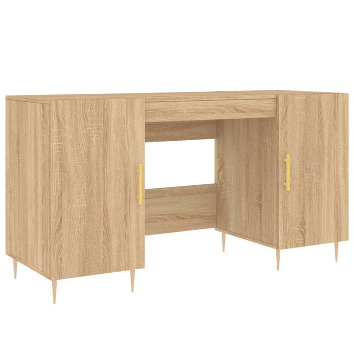 Bureau chêne sonoma 140x50x75 cm bois d'ingénierie - Photo n°2