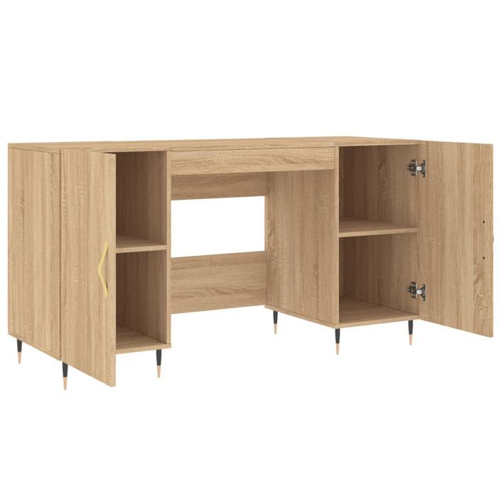 Bureau chêne sonoma 140x50x75 cm bois d'ingénierie - Photo n°5