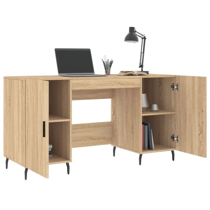 Bureau chêne sonoma 140x50x75 cm bois d'ingénierie - Photo n°4