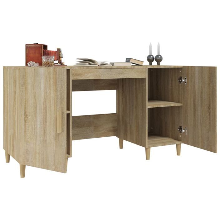 Bureau Chêne sonoma 140x50x75 cm Bois d'ingénierie - Photo n°4